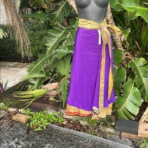 Silk, sari reversible wrapped skirt